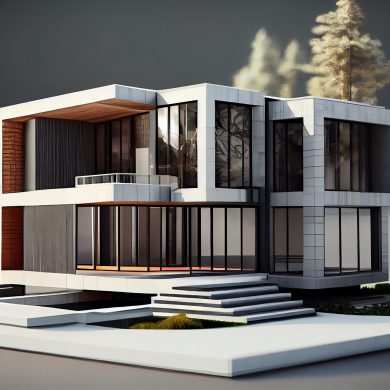 Architecture and nature merge in modern design ,generative artificial intelligence